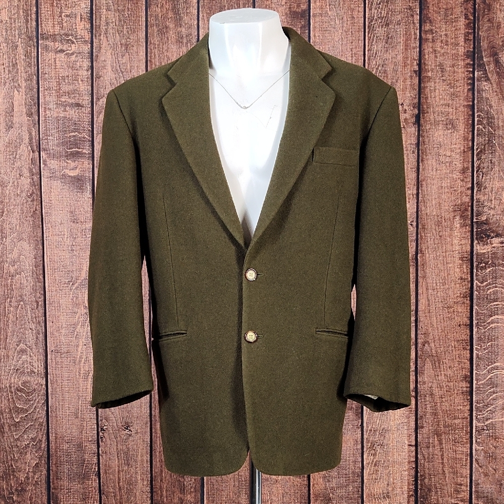 Vtg Structure Le Collezioni Green Italian Cashmere Mens Sport Coat-Blazer